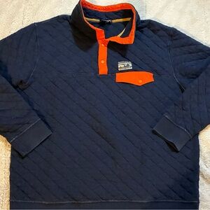 Patagonia Quilt Snap-T Pullover Mens XL Organic Cotton Navy Orange 25371